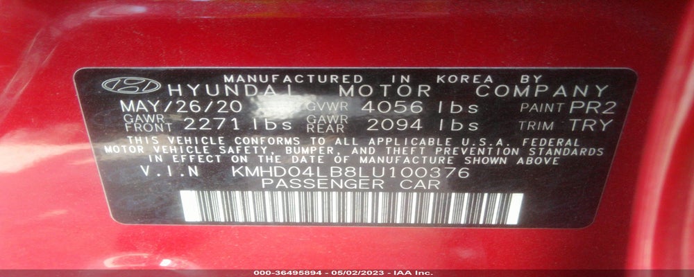 KMHD04LB8LU100376 2020 HYUNDAI ELANTRA photo no. 9