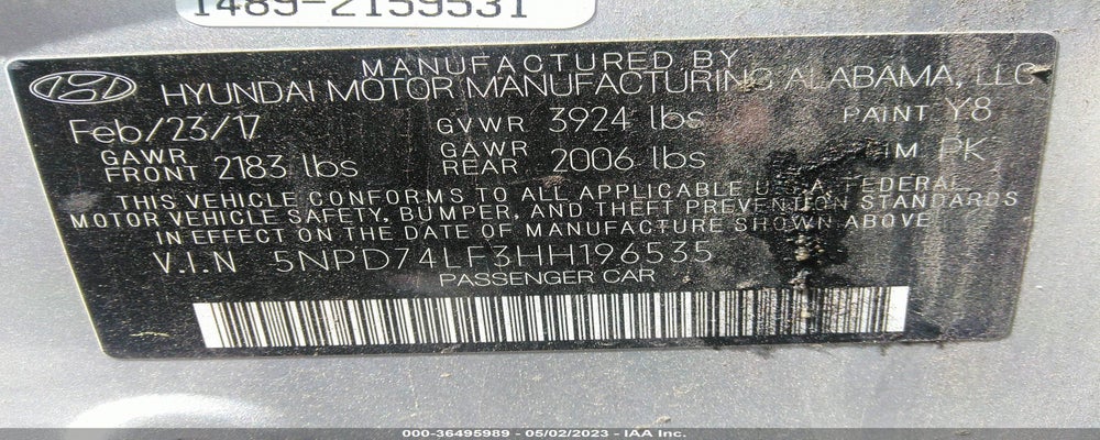 5NPD74LF3HH196535 2017 HYUNDAI ELANTRA photo no. 9