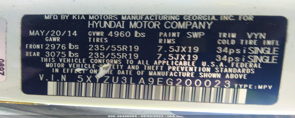 5XYZU3LA9EG200023 2014 HYUNDAI SANTA FE SPORT photo no. 9
