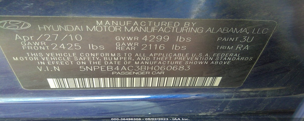 5NPEB4AC3BH060683 2011 HYUNDAI SONATA photo no. 9