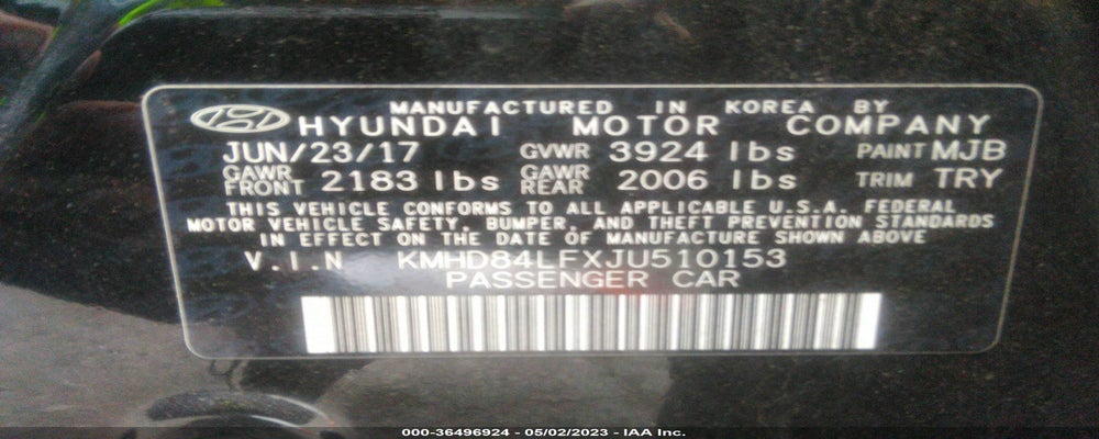 KMHD84LFXJU510153 2018 HYUNDAI ELANTRA photo no. 9