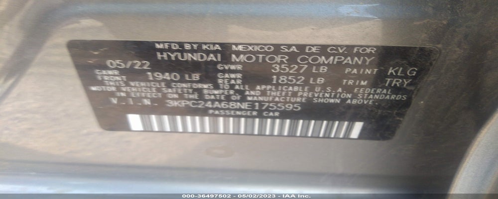 3KPC24A68NE175595 2022 HYUNDAI ACCENT photo no. 9