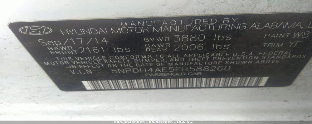 5NPDH4AE5FH588260 2015 HYUNDAI ELANTRA photo no. 9