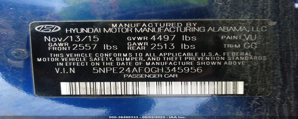 5NPE24AF0GH345956 2016 HYUNDAI SONATA photo no. 9
