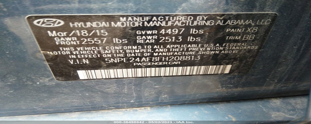 5NPE24AF8FH208813 2015 HYUNDAI SONATA photo no. 9