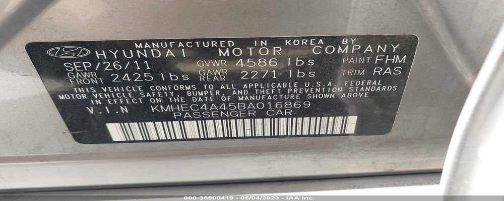 KMHEC4A45BA016869 2011 HYUNDAI SONATA photo no. 9