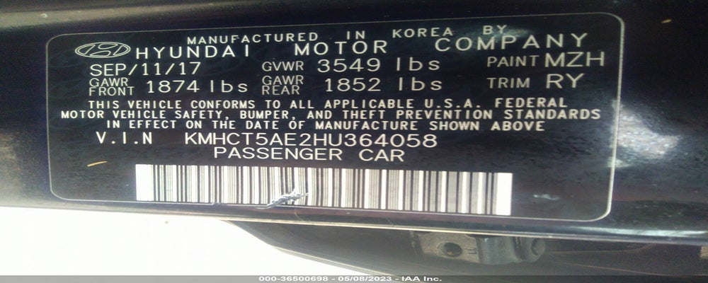 KMHCT5AE2HU364058 2017 HYUNDAI ACCENT photo no. 9