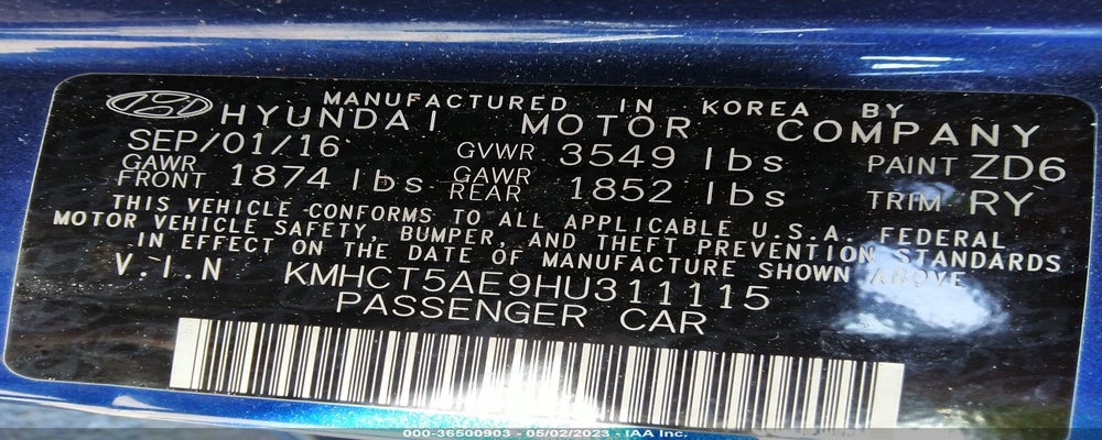 KMHCT5AE9HU311115 2017 HYUNDAI ACCENT photo no. 9