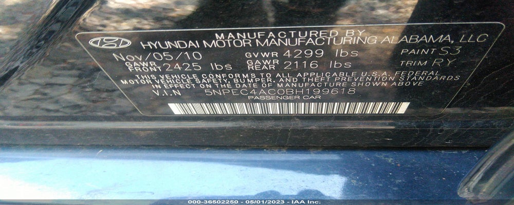5NPEC4AC0BH199618 2011 HYUNDAI SONATA photo no. 9