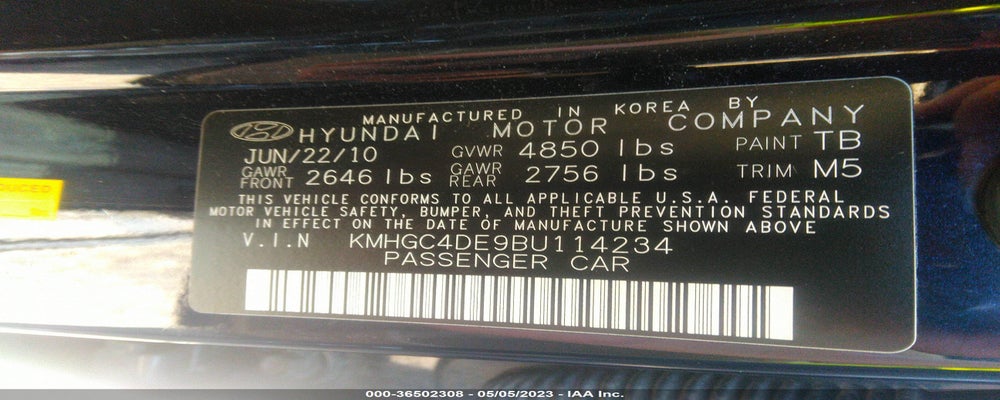 KMHGC4DE9BU114234 2011 HYUNDAI GENESIS photo no. 9