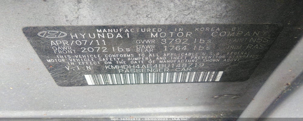 KMHDH4AE4BU148719 2011 HYUNDAI ELANTRA photo no. 9