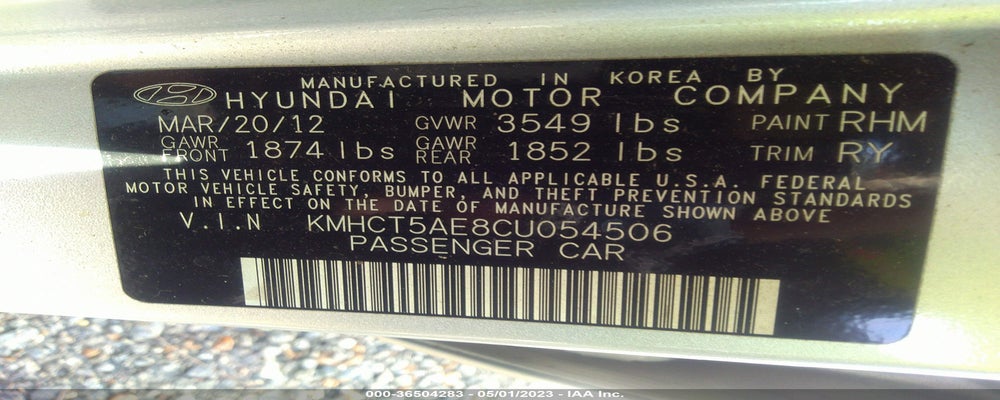 KMHCT5AE8CU054506 2012 HYUNDAI ACCENT photo no. 9