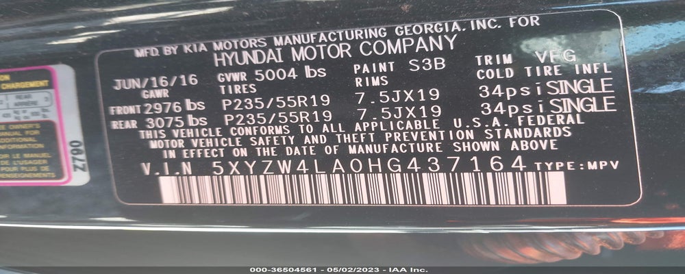 5XYZW4LA0HG437164 2017 HYUNDAI SANTA FE SPORT photo no. 9