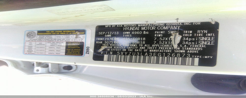 5XYZU3LA3EG126873 2014 HYUNDAI SANTA FE SPORT photo no. 9