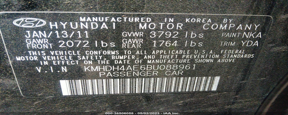 KMHDH4AE6BU088961 2011 HYUNDAI ELANTRA photo no. 9