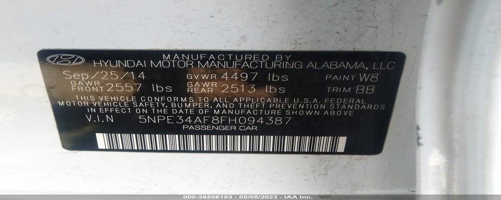 5NPE34AF8FH094387 2015 HYUNDAI SONATA photo no. 9