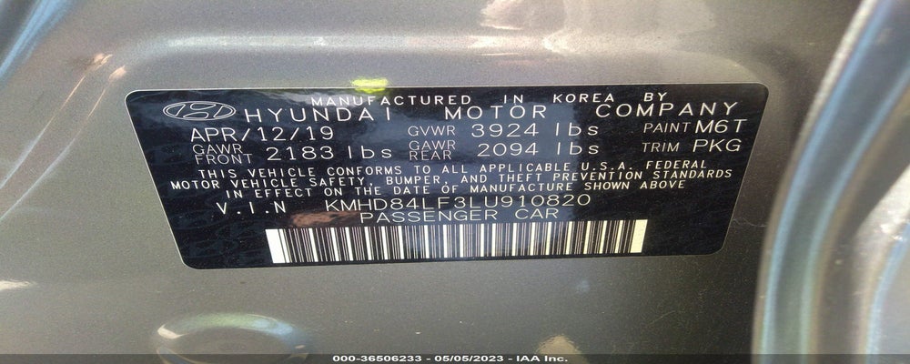 KMHD84LF3LU910820 2020 HYUNDAI ELANTRA photo no. 9