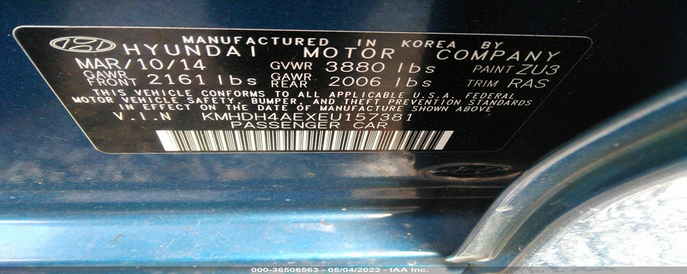 KMHDH4AEXEU157381 2014 HYUNDAI ELANTRA photo no. 9