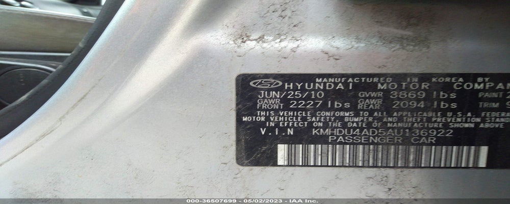 KMHDU4AD5AU136922 2010 HYUNDAI ELANTRA photo no. 9