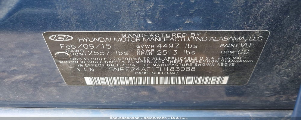 5NPE24AF1FH183088 2015 HYUNDAI SONATA photo no. 9