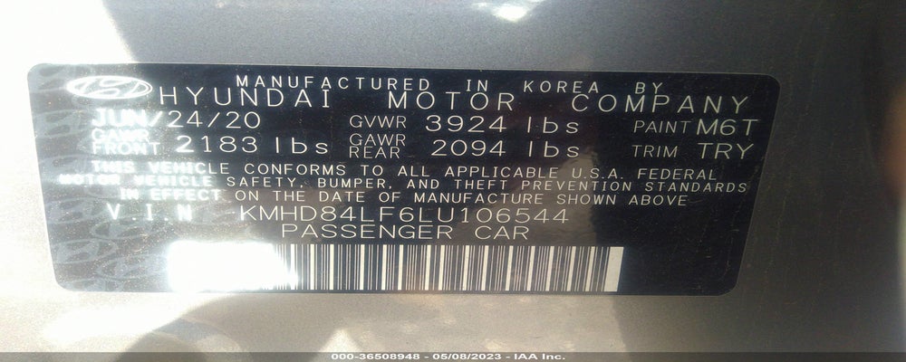 KMHD84LF6LU106544 2020 HYUNDAI ELANTRA photo no. 9