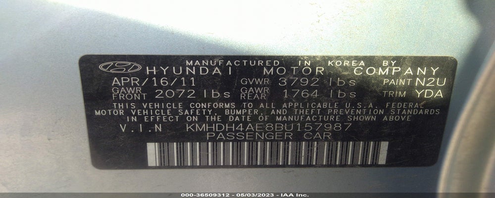 KMHDH4AE8BU157987 2011 HYUNDAI ELANTRA photo no. 9