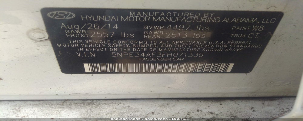 5NPE34AF3FH071339 2015 HYUNDAI SONATA photo no. 9