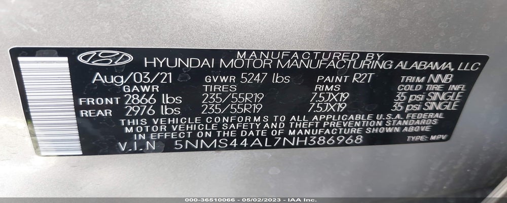 5NMS44AL7NH386968 2022 HYUNDAI SANTA FE photo no. 9