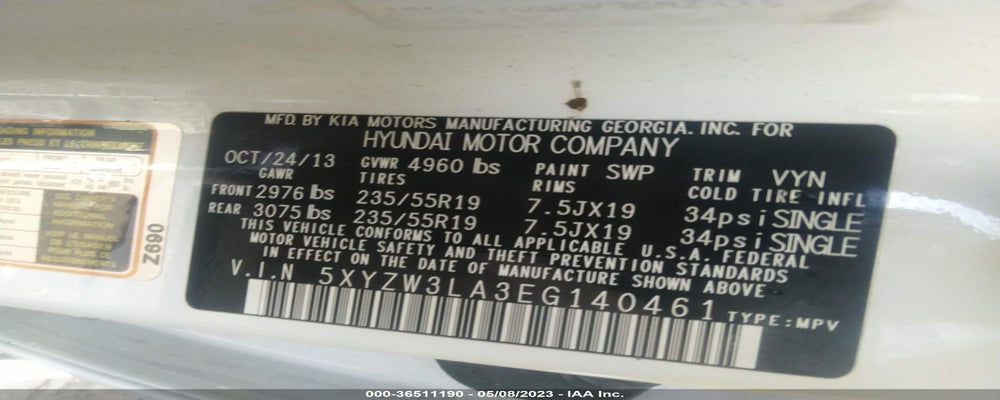 5XYZW3LA3EG140461 2014 HYUNDAI SANTA FE SPORT photo no. 9