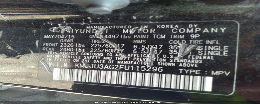 KM8JU3AG2FU115296 2015 HYUNDAI TUCSON photo no. 9