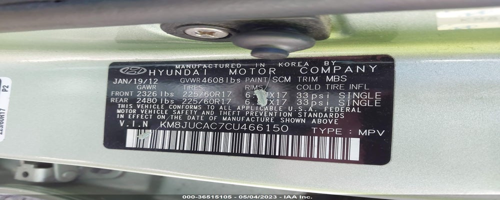 KM8JUCAC7CU466150 2012 HYUNDAI TUCSON photo no. 9