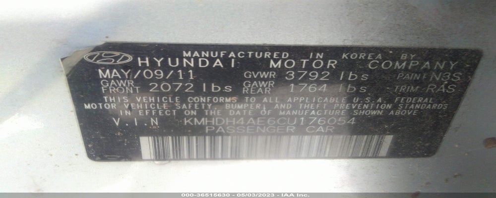 KMHDH4AE6CU176054 2012 HYUNDAI ELANTRA photo no. 9