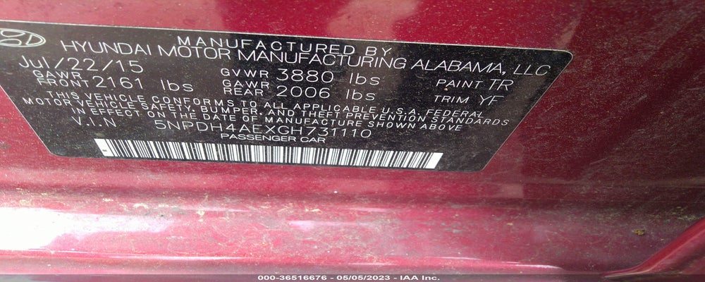 5NPDH4AEXGH731110 2016 HYUNDAI ELANTRA photo no. 9