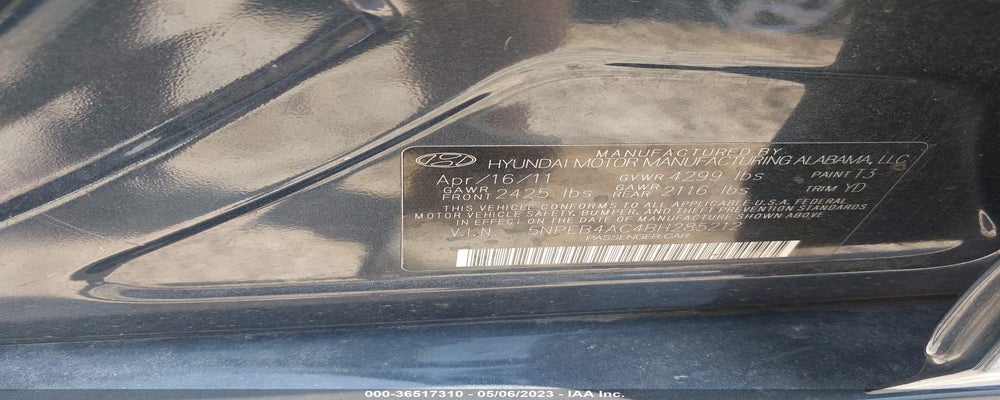 5NPEB4AC4BH285212 2011 HYUNDAI SONATA photo no. 9