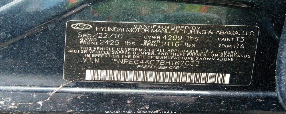 5NPEC4AC7BH162033 2011 HYUNDAI SONATA photo no. 9