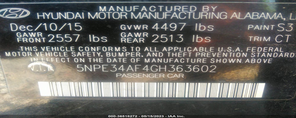 5NPE34AF4GH363602 2016 HYUNDAI SONATA photo no. 9
