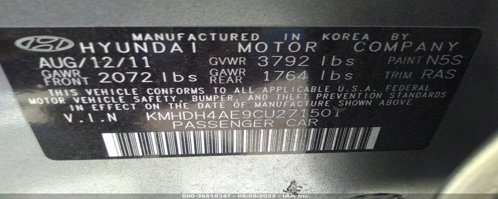 KMHDH4AE9CU271501 2012 HYUNDAI ELANTRA photo no. 9