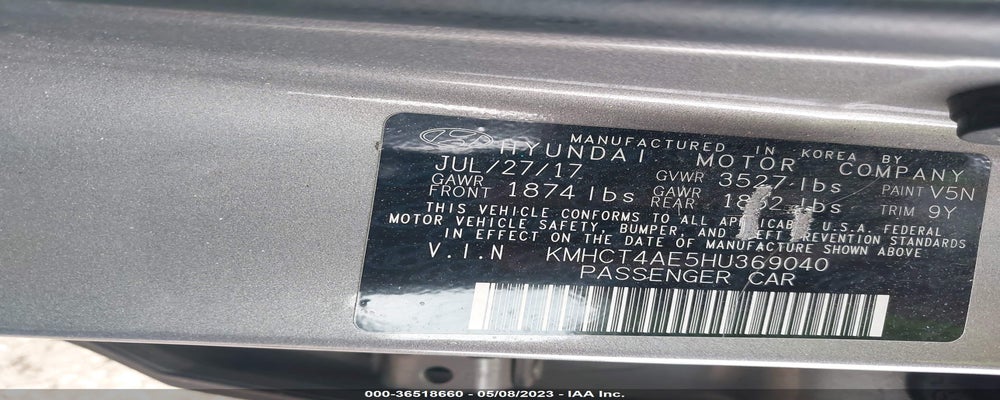 KMHCT4AE5HU369040 2017 HYUNDAI ACCENT photo no. 9