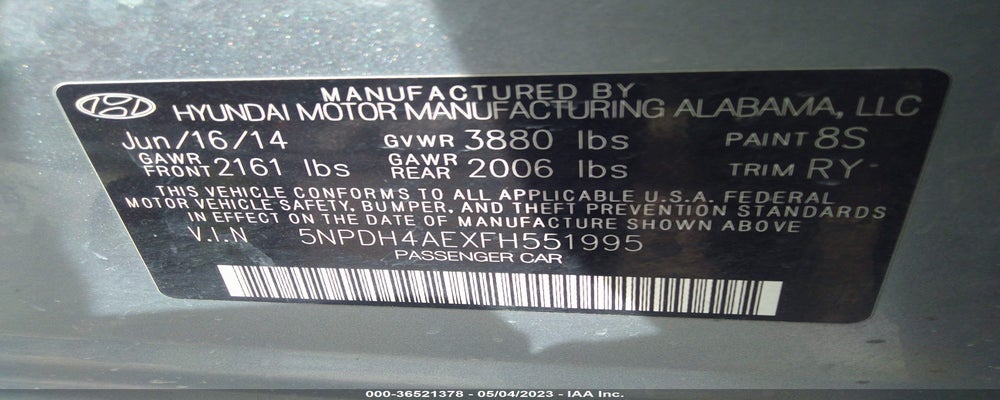 5NPDH4AEXFH551995 2015 HYUNDAI ELANTRA photo no. 9