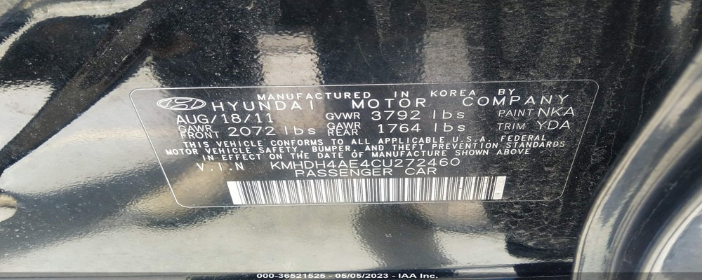 KMHDH4AE4CU272460 2012 HYUNDAI ELANTRA photo no. 9