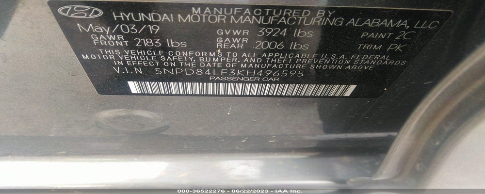 5NPD84LF3KH496595 2019 HYUNDAI ELANTRA photo no. 9