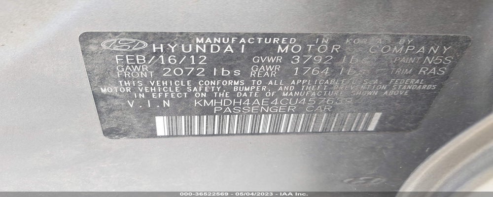 KMHDH4AE4CU457639 2012 HYUNDAI ELANTRA photo no. 9
