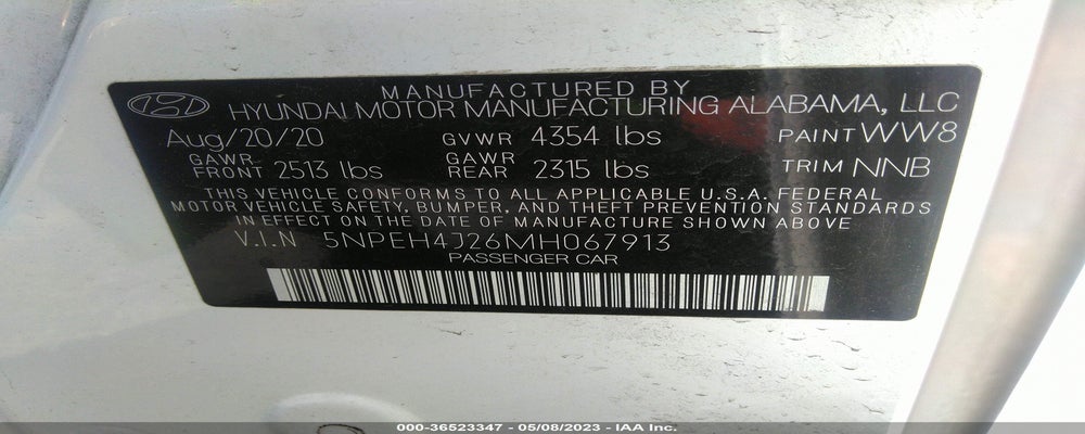 5NPEH4J26MH067913 2021 HYUNDAI SONATA photo no. 9