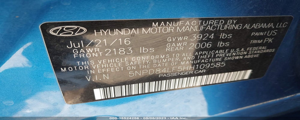 5NPD84LF5HH109585 2017 HYUNDAI ELANTRA photo no. 9