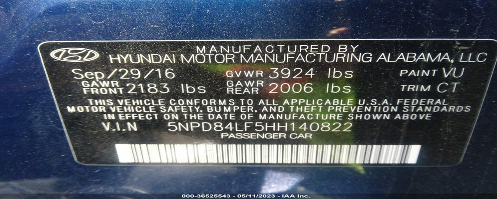 5NPD84LF5HH140822 2017 HYUNDAI ELANTRA photo no. 9