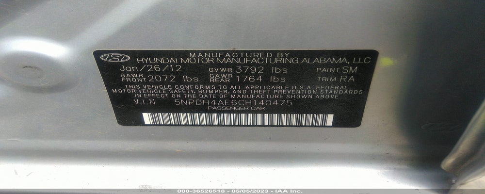 5NPDH4AE6CH140475 2012 HYUNDAI ELANTRA photo no. 9