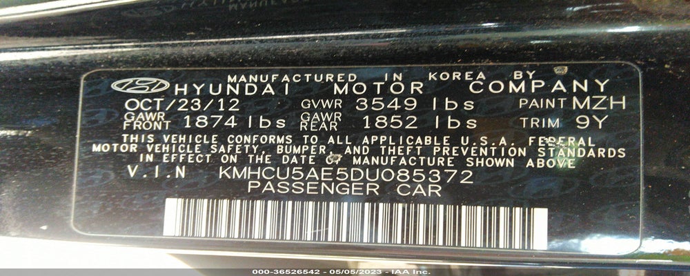 KMHCU5AE5DU085372 2013 HYUNDAI ACCENT photo no. 9