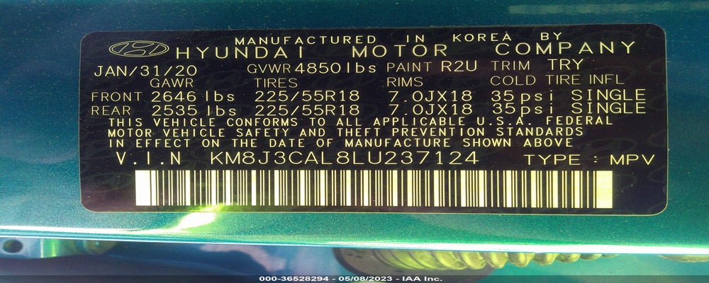 KM8J3CAL8LU237124 2020 HYUNDAI TUCSON photo no. 9