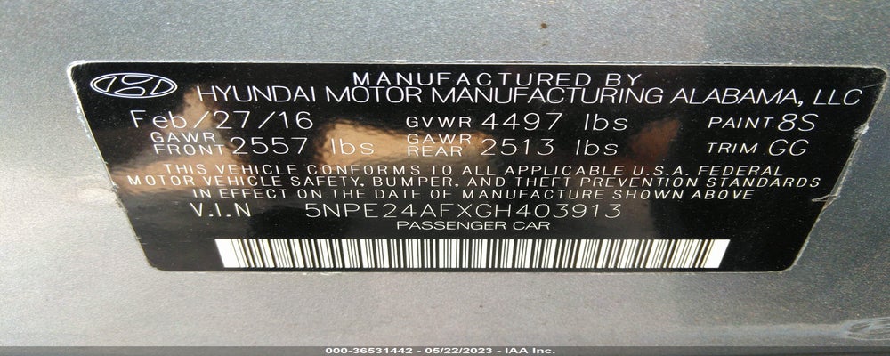 5NPE24AFXGH403913 2016 HYUNDAI SONATA photo no. 9