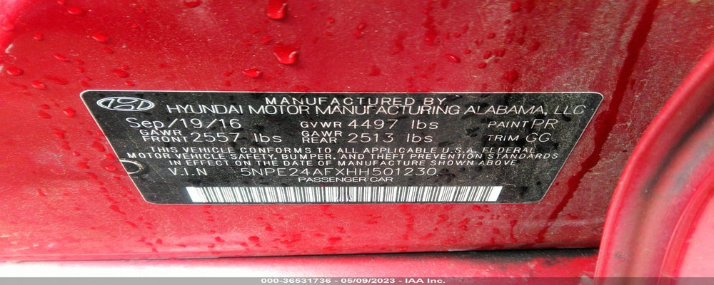 5NPE24AFXHH501230 2017 HYUNDAI SONATA photo no. 9